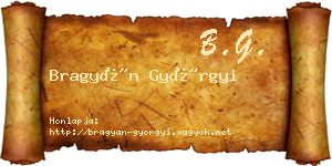 Bragyán Györgyi névjegykártya